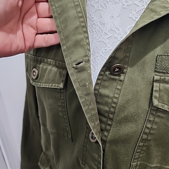 Divided H&M Womens Military Style Cargo Jacket Size 6 Army Green Hooded Shacket - Picture 7 of 10